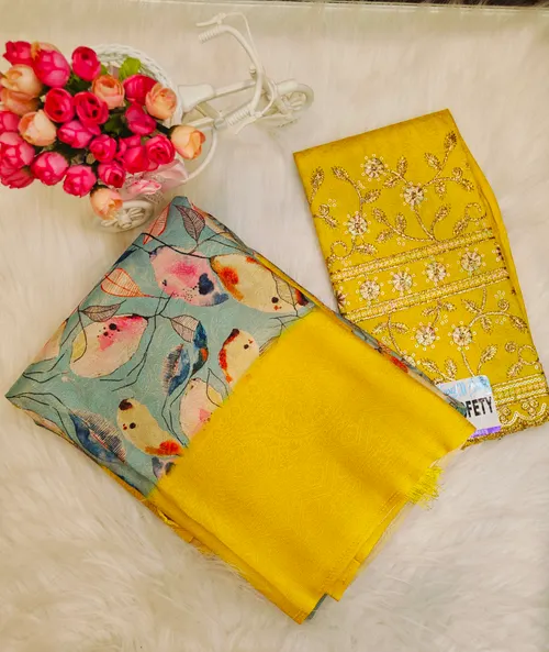 DIGITAL PRINT SILK SAREE WITH WORK BLOUSE SS16